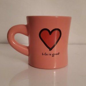 Life Is Good Coffee Mug Red Heart Pink Cup Thick Diner Style Good Home 1…